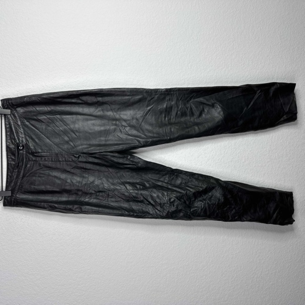 Vintage Leather Pants Women's‎ UK 12/US 8 Black Leather Moto Grunge Biker Retro